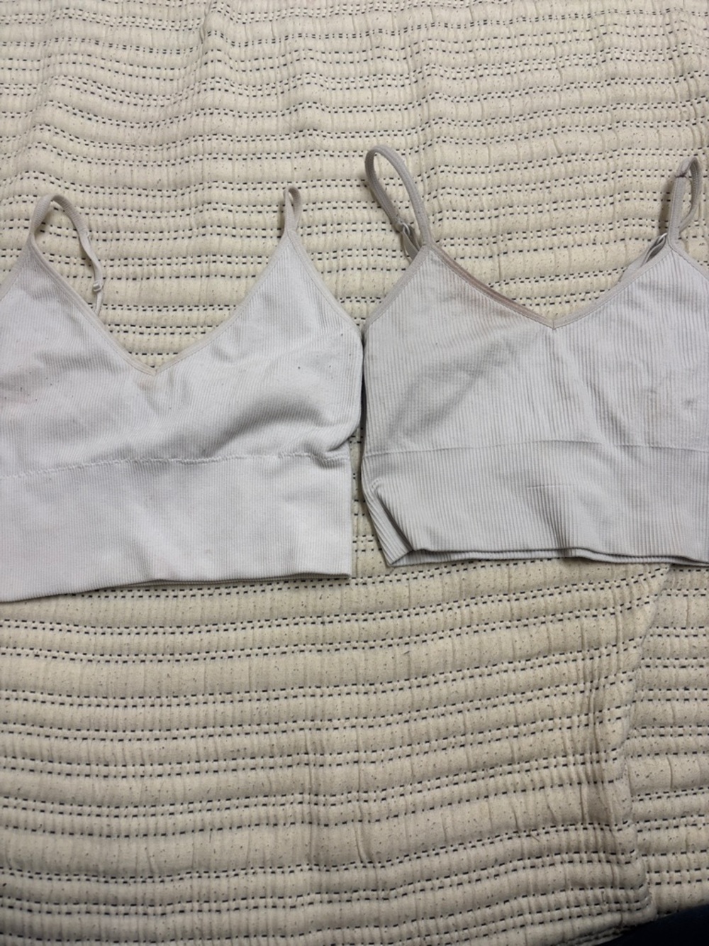 Zara White Ribbed V-Neck Tank Top (Set of 2)